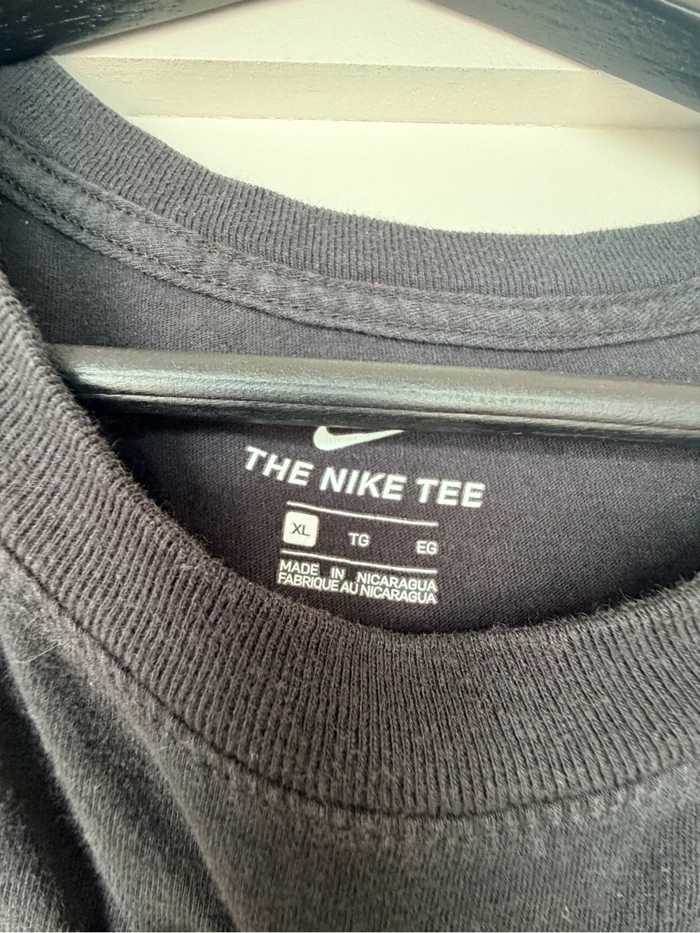 Nike Black Tee with Pink & Cream Swoosh Accent